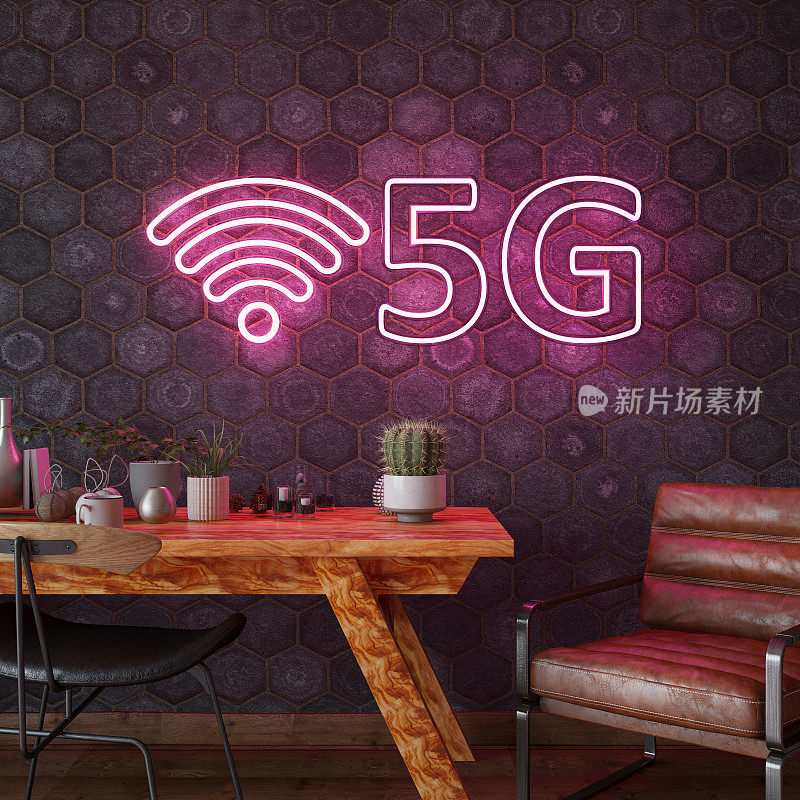 墙上的5G Wi-Fi霓虹灯